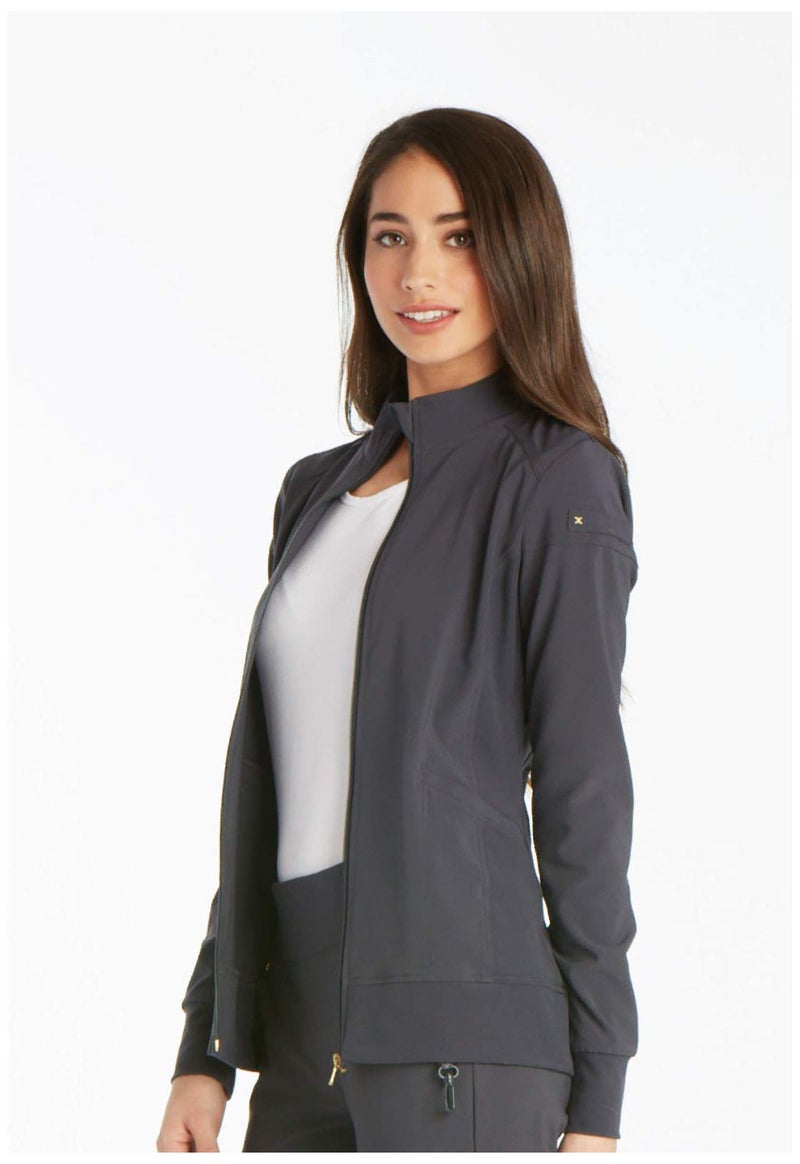 Cherokee iFlex CK303 Zip Front Warm-Up Jacket Pewter M - Image 3